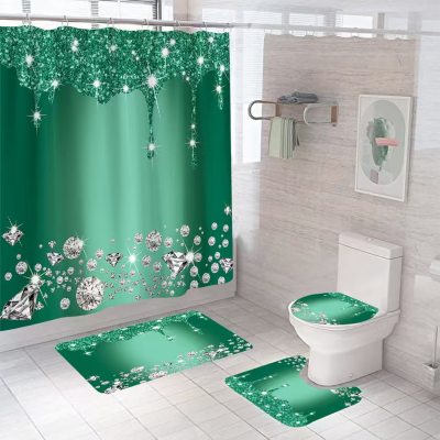 Cheap Price OEM Polyester Water Proof Shower Curtains 180*180cm Customization Size Modern 4PCS Shower Curtain For Hotel
