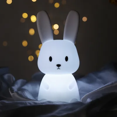 Silicone Rabbit Clap Light Indoor Colorful Gradient Breathing Night Light IP65 Protection for Bedside Charging Feeding Christmas