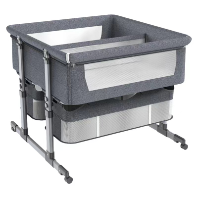 Portable and Easy Foldable Twin Cot Bed Beside Cribs Baby Twin Crib with Storage Bag Cribs for Babies