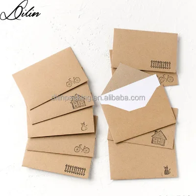 Small Tiny Envelope with Black Printing for Packing White Card