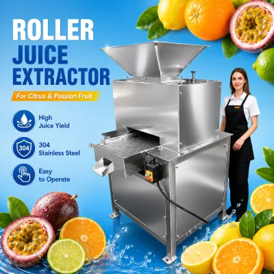 304 Stainless Steel Twin Roller Press Juice Extractor Machine 1000KG/H for Orange Lemon Grape Carrot Passion Fruit
