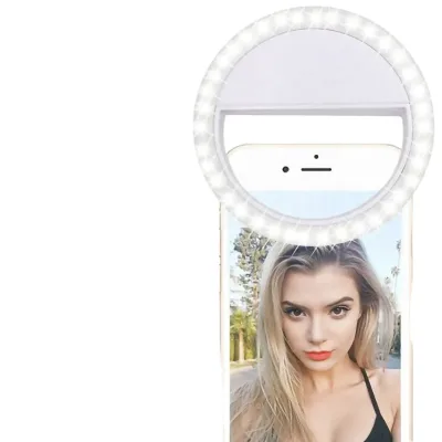 Portable Mini LED Ring Light Rechargeable with 3 Models Battery Type for Smartphone Selfie and Camera PC Material