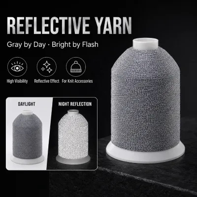 High Visibility Reflective Yarn for Night Walking Beanies Cowls Safety Accents Custom Bulk Factory Supply Reflective Thread