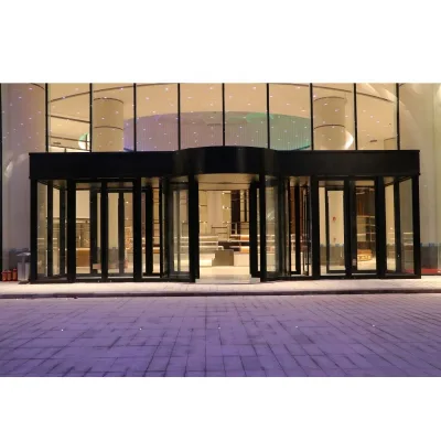 Full Circular Auto Glass Door Hotel 2-wing Automatic Revolving Door Customizable Style Commercial Entrance Door