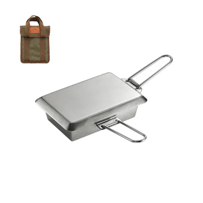 Campingmoon Outdoor Camping Picnic Kitchen Utensils Cookware Stainless Steel Fry Pan Cooking Pot with Lid