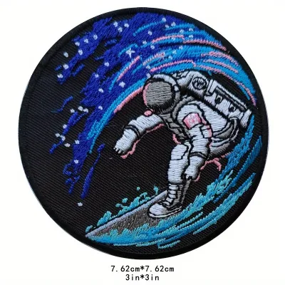 New Arrival Stock Street-Style Brand Starry-Sky Embroidered Embroidery Sunrise Fabric Patch DIY Ripped-Style Adhesive-Backed