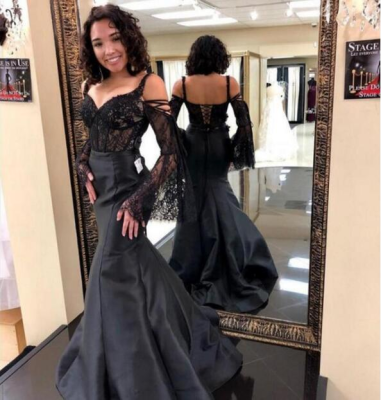 Latest Design Real Party Long Evening Dresses Gown With  Sleeves