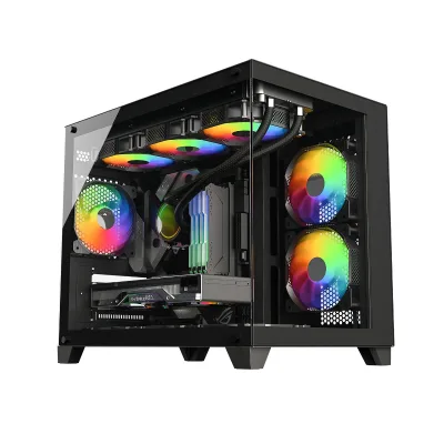 View Tempered Glass Front & Side Panel Gabinete Pc Gamer case Liquid Freezer Pc Computer case
