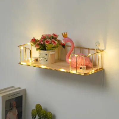 Creative Metal Three-Layer Multifunction Wall Shelving Punch Free Hanging Shelf for Flower Pot Living Room Storage