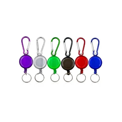 Fishing Heavy Duty Nylon Cord Ring Reel Badge Holder with Clip Carabiner Retractor