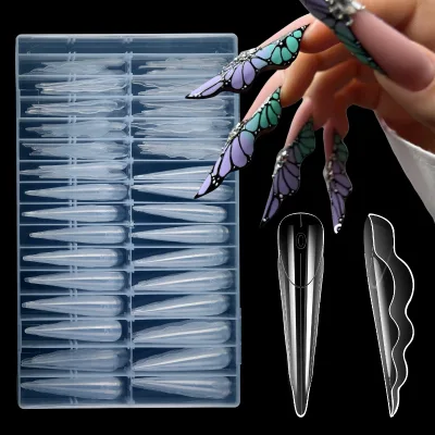 128PCS Butterfly Dual Nail Forms 15 Sizes Reusable Full Cover Nail Extension Tips for Poly Gel Acrylic Nails