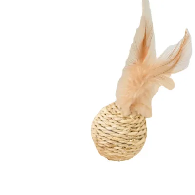 Funny Interactive Indoor Cat Scratcher Feather Mouse Toy Feather Sisal Ball Interactive Cat Toy for Kitten Kitties Pet Chew Toys