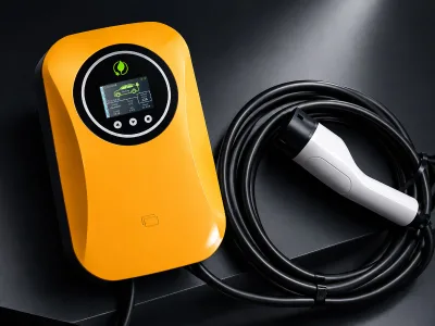 High-Speed 7KW 32A AC EV Charger,Wallbox for Household Use, Type 2 Interface with LCD Screen & Thermal Control (IP66 Rated) GBT