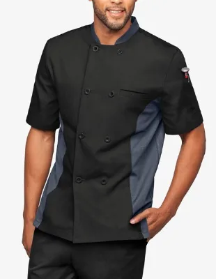 Lightweight men's 2-Pocket Short Sleeve w/ Mesh Side Panels Chef Coat