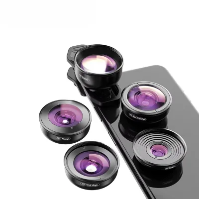 5 in 1 Fish Eye Macro Wide Angle Mobile Cell Phone Telephoto Lenses for Smartphone Camera Lens