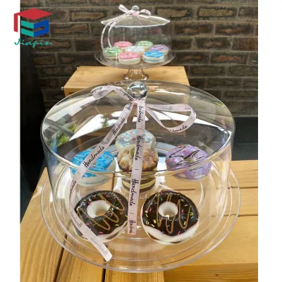 14" With Crystal Design Reusable Plastic Round Food Freshness clear Cake Dome Cover