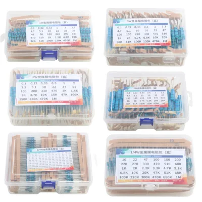 Box Package 1/4W 1/2W 1W 2W 3W 5W Metal Film Resistor Box Assortment Kit Accuracy ±1% Commonly Used Five-Ring Resistor Package
