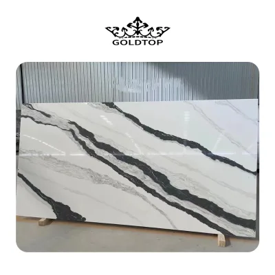 GOLDTOP 5008 Panda White Calacata Quartz Slab OEM/ODM Quarzo Zero Silicon for Modern Hotel Kitchen Vanity Top Countertops