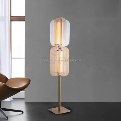 European Style Modern LED Floor Lamp with Metal Body Glass Shade E27 Base for Home Hotel Bedroom & Living Room