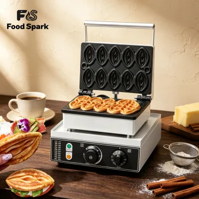 Commercial Abalone Waffle Maker Machine Electric 10pcs Cake Baking Oven Snack Machine