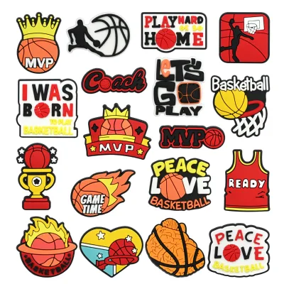 Wholesale New Trend Cartoon DIY PVC Basketball Series Shoe Charm Sport Basketball Series Shoe Charms