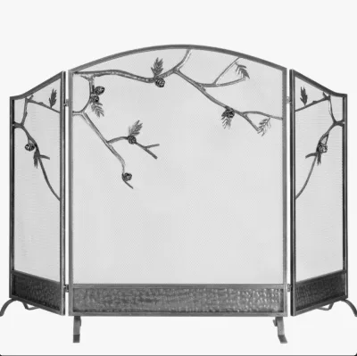 Professional Factory Exhibition Style Sliver Tree Reflective Metal Fireplace Screen for Brighten Dark Hearth Corners