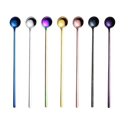 Wholesale 304 Stainless Steel Long Ice Cream Mixing Spoon Cocktails Coffee Stirr Spoon