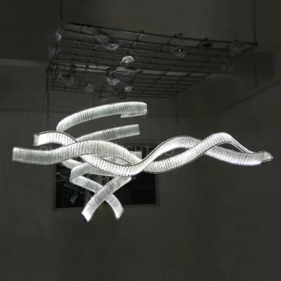 Duplex Chandelier Modern Simple Light Luxury Crystal Chandelier Villa Revolving Staircase Chandelier