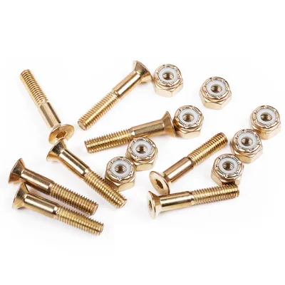 Factory Custom M5 29mm Golden Carbon Steel Skateboard Hardware Flat Head Hex Socket Skateboard Bolts and Nuts