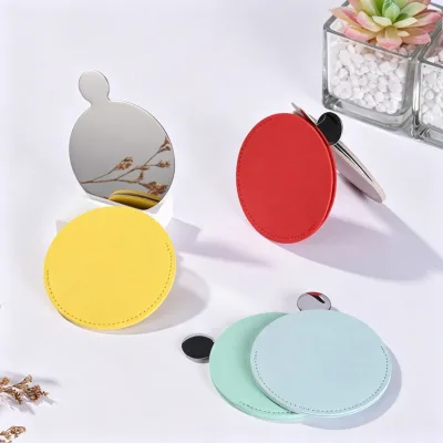 Private Label Round Plastic Mirror Pocket Small Makeup Eyelash Mirror Compact Beauty Single Side Cosmetic Mirror
