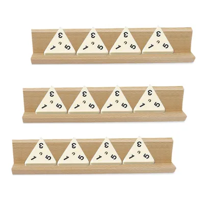 Triangle Domino Game 56 Dominos Set Melamine & Plastic with 5 Inch Wooden Card Stand Puzzle Game