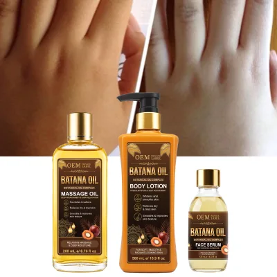 Custom Logo Batana Oil Collagen Beauty Set Face Serum Body Lotion Massage Oil for Skin Whitening & Body Care Wholesale
