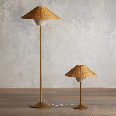 Japanese Wabi-Sabi Retro Modern Rattan Floor Lamp LED Light Source for Zen Atmosphere in Living Room Bedroom Tea Room Main Table