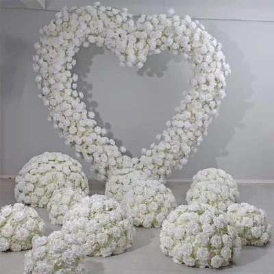 2.4 m Pure Rose White Heart Flower Proposal Site Layout Flower Ball Wedding Decoration Simulation Flowers