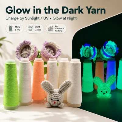 Glow Yarn for Rave Clothing Blacklight Party Fashion Accents Embroidery Eco-Friendly Recycled Polyester Custom Textile Projects