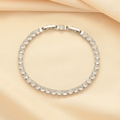 Environmentally Friendly Copper Versatile, Light Luxury, Simple 4mm Haze White Bracelet, Small Fragrance Style Jewelry Wholesale