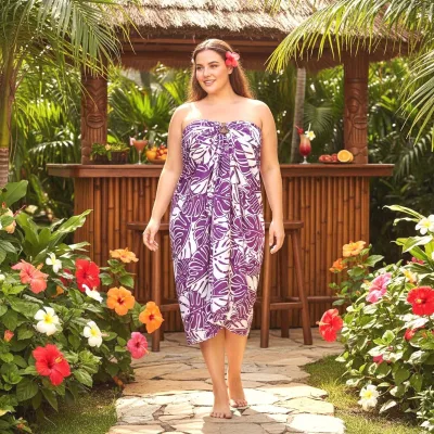 Fashion Beach Sarong Rayon Woven Tropical Leaf Printed Hawaiian Pareo Summer Beach Wear Cover-Up