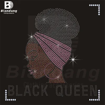 Best Selling Black Queen Hot Fix Transfer Custom Iron on Transfer Brown Sugar Rhinestone Template Designs for Clothes
