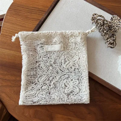 Hot Sale Retro Lace Embroidery Drawstring Bags, Boho Cotton Storage Pouches for Jewelry Cosmetics Wholesale