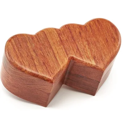 Handicraftviet Ring Box Mr and Mrs  Heart to Heart Wooden Ring Box Wedding Gift Carving Engagement Ceremony Ring Box