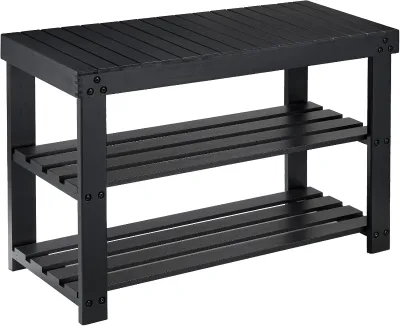 Wholesale 3 Tier Bamboo Shoe Rack Bench OEM ODM Custom Logo Sturdy Load Bearing Non-Folding Shoe Storage Organizer Entryway