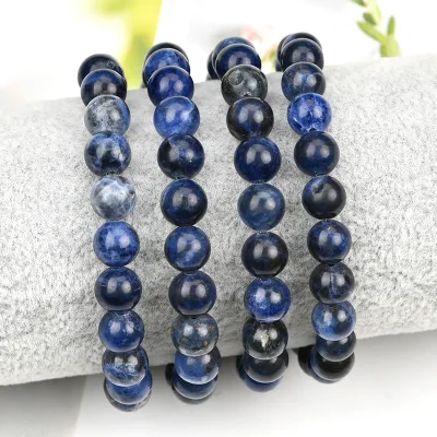Natural Blue Sodalite 4.6.8.10mm 7A Stone Round Beads Healing Crystal Bracelet Fashion Man Woman Jewelry