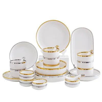 Modern and Minimalist Ceramic Tableware for Household Use, Creative Rice, Soup Bowls, Fish Plates