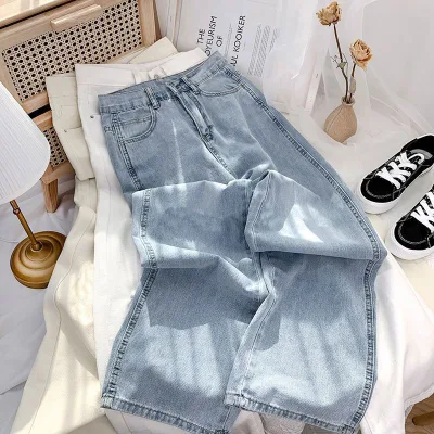 2024 Women's Spring Wide Leg Jeans Straight Tube Loose Casual Pants