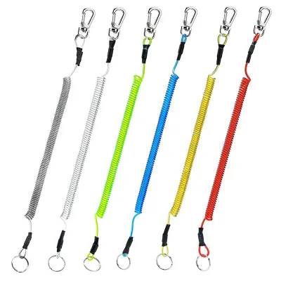 Multi-color Optional Elastic Rope Coil Lanyard for Fly Fishing Safety Steel Fishing Lanyard with Automatic Retractable Feature