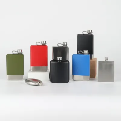 5oz Camping Pocket Flask for Liquor Portable Square Shaped Stainless Steel Hip Flask
