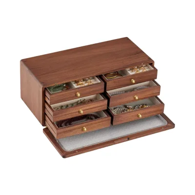 Handmade Retro Wooden Jewelry Box for Women Customizable Logo Polished Technique with Cloth Lining Inside