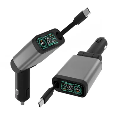 AOEDI AD-929 Support 180 Angle Adjust Car Charger Type-C Car Charger with DC 12V-24V Input<12V Prompts Alarm