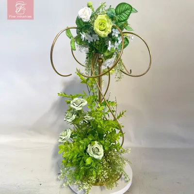 Luxury Metal Silver & Gold Trumpet Vase Wedding Centerpiece Table Decorations Model T037 China Fine Industries