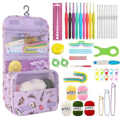 Crochet Kit Upgraded Hanging Crochet Set with Case & Yarn for Crocheting for Beginners Crochet Hooks Knitting & Crochet Supplies